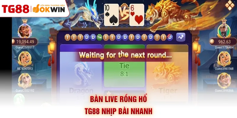 Bàn live rồng hổ TG88 nhịp bài nhanh